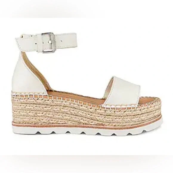 Dolce Vita Larita Leather Espadrilles Platform Sandals Shoes White - Picture 2 of 16